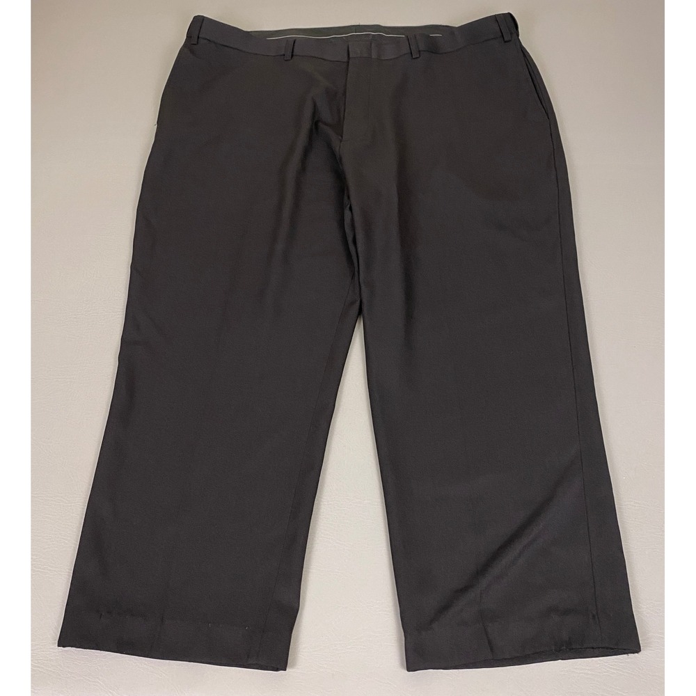 Botany 500 Dress Pants Men's Size 44x26 Black Flat Front Straight Leg Trousers *